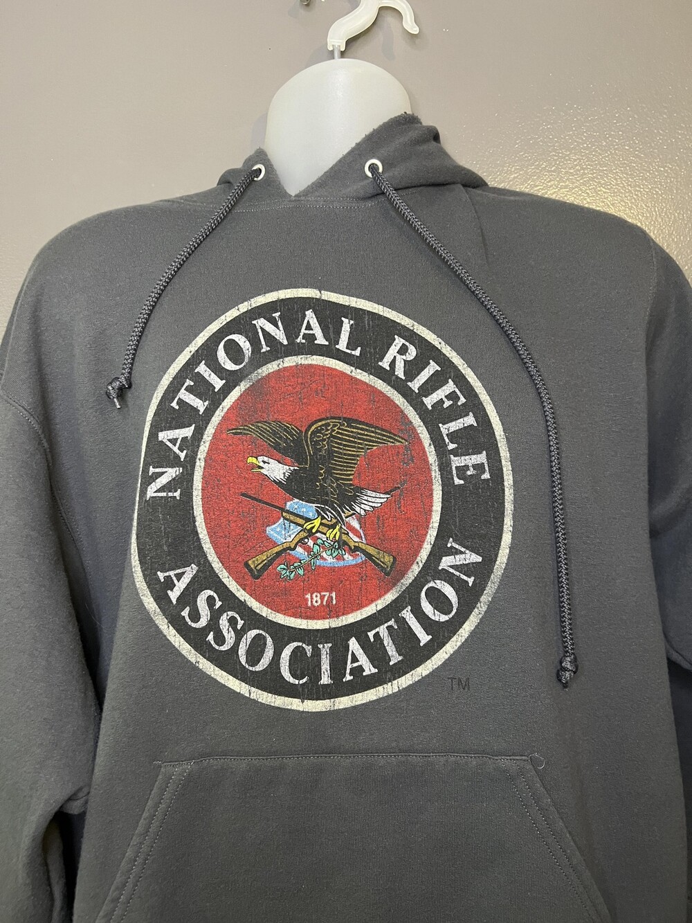 NRA National Rifle Association Fleece Pullover Jerzees Hoodie Mens Large Gray